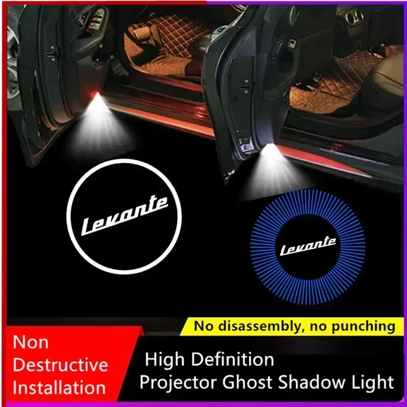 2Pcs LED Courtesy Lamp for Maserati Levante Logo 2016-2023 2021 2022 Car Door Welcome Logo Lights Laser Projector Accessories