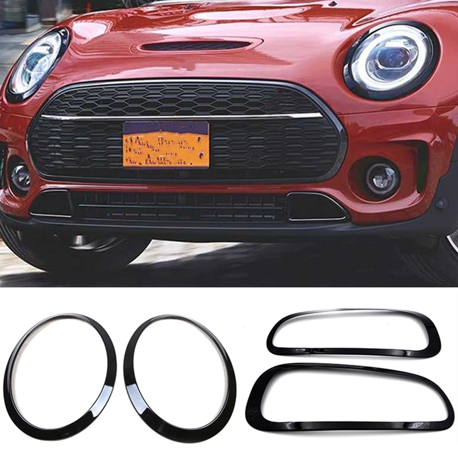 

For Mini Cooper F54 Clubman 2015-2020 Headlight Headlamp Frame Cover Trim Car Front Head Light+Rear Tail Lamp Sticker Brow Bezel