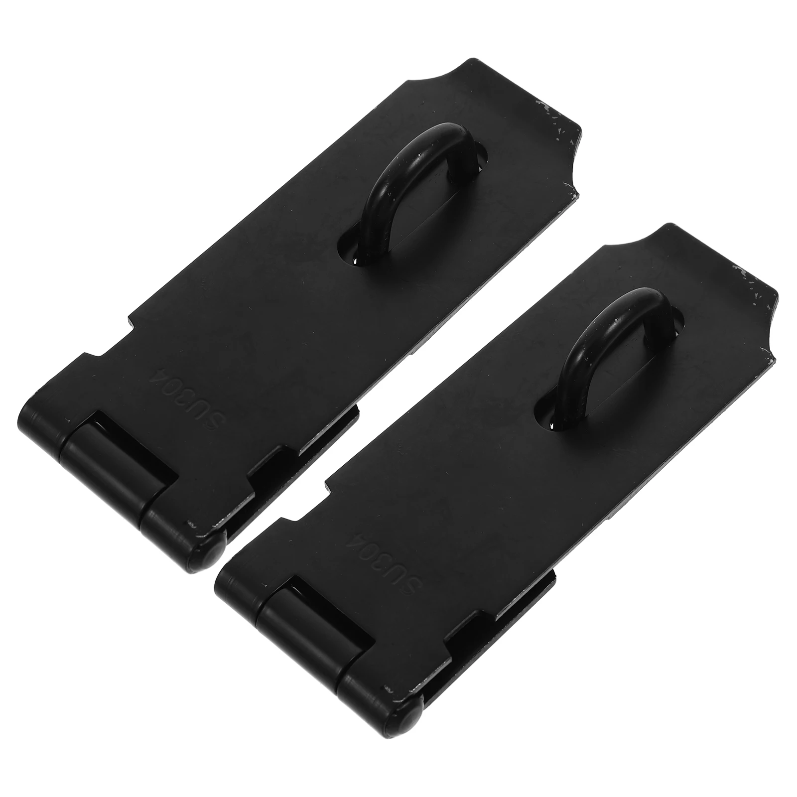 

2 Sets 304 Stainless Steel Lock Noses Black Thickened 4 Inch Cabinet Door Latches Heavy Duty Shed Hardware Padlock Barn Fixing