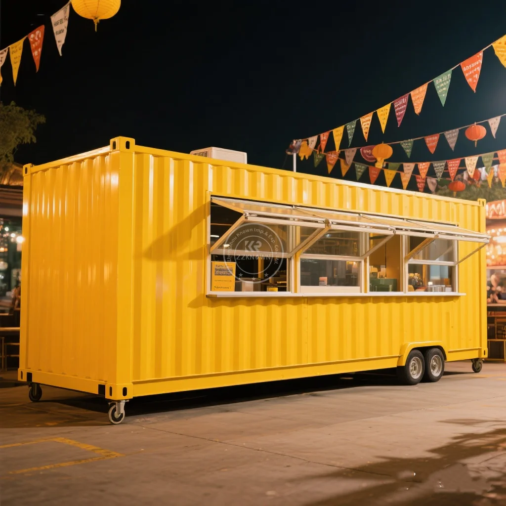 

Customizable Container trailer Street Restaurant Food Cart Trailer With Customized Lightboard For Catering Big Truck Van