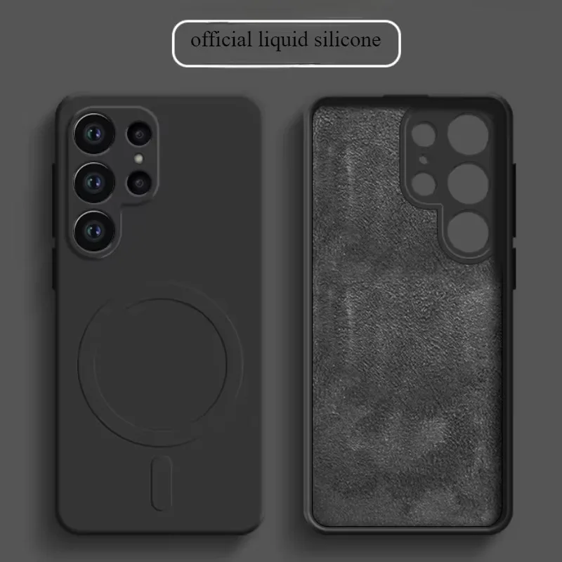 Coque magnétique en silicone liquide pour Samsung, Galaxy S21, S23, FE, S22, S24 Plus, S25 Ultra Soft Lens Protector, Slim, Thin Cover