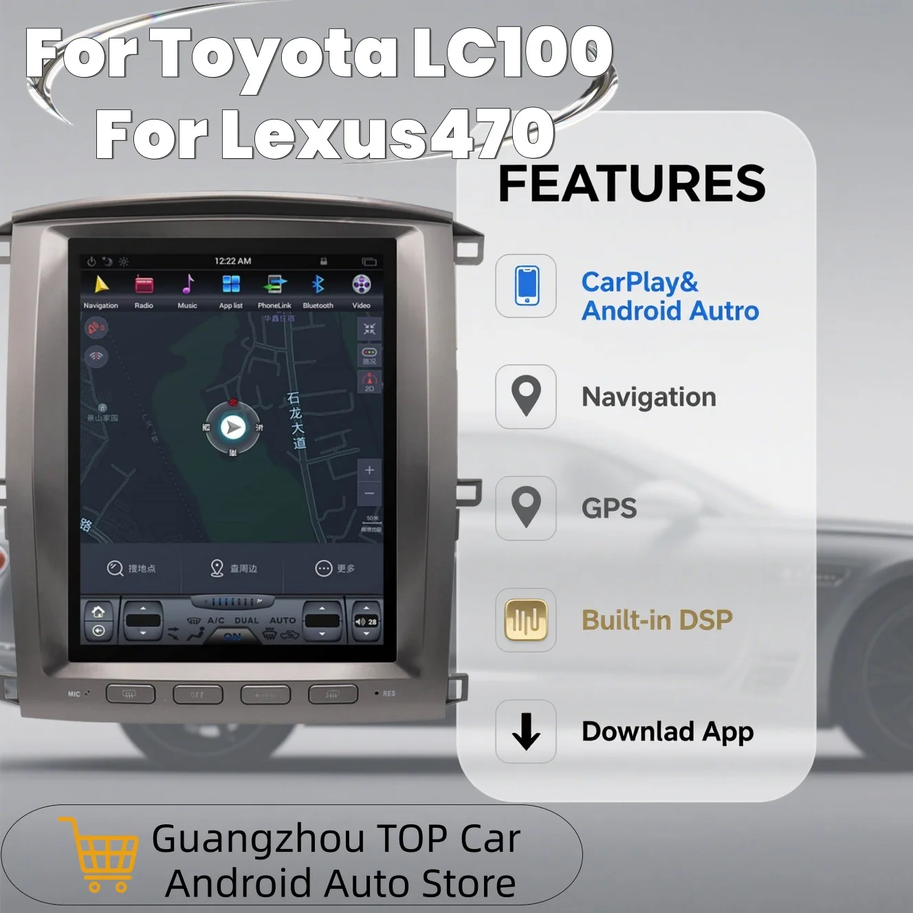 

GZ Android14 Automotive Multimedia For Toyota Land Cruiser LC100 For Lexus Lx470 1998-2022 GPS Navigation Dual Head Unit tools