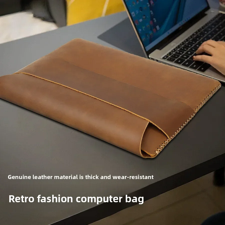 New Laptop Bag Cowhide Retro Fashion Protective Case Macbook Liner Tablet Storage Clutch Bag
