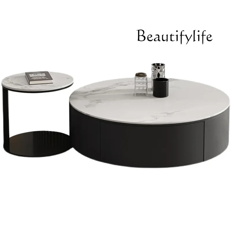 

Italian rock slab coffee table TV cabinet combination size apartment living room coffee table