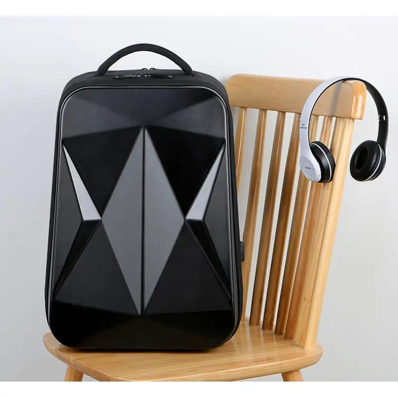 Large Capacity Hard Shell Computer Backpack Laser Rhomboid Business Backpack Men's Business Fashion Waterproof Travel Backpack