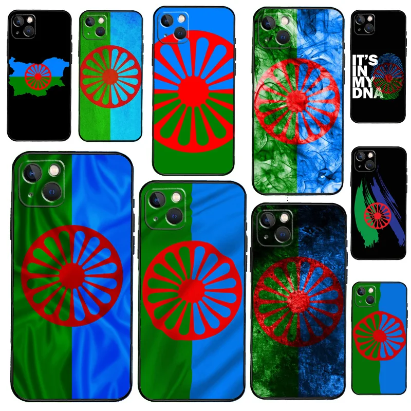 Gypsy Romani Roma Flag Phone Case on For iPhone 13 12 11 14 15 Pro Max 8 7 Plus SE 2020 XR X XS MAX Soft Back Cover