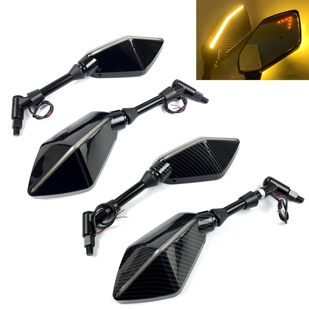 2Pcs/Pair Motorcycle Rearview Mirror Scooter Motocross Rearview Mirrors Electrombile Back Side Convex Mirror 8/10mm Carbon Fiber