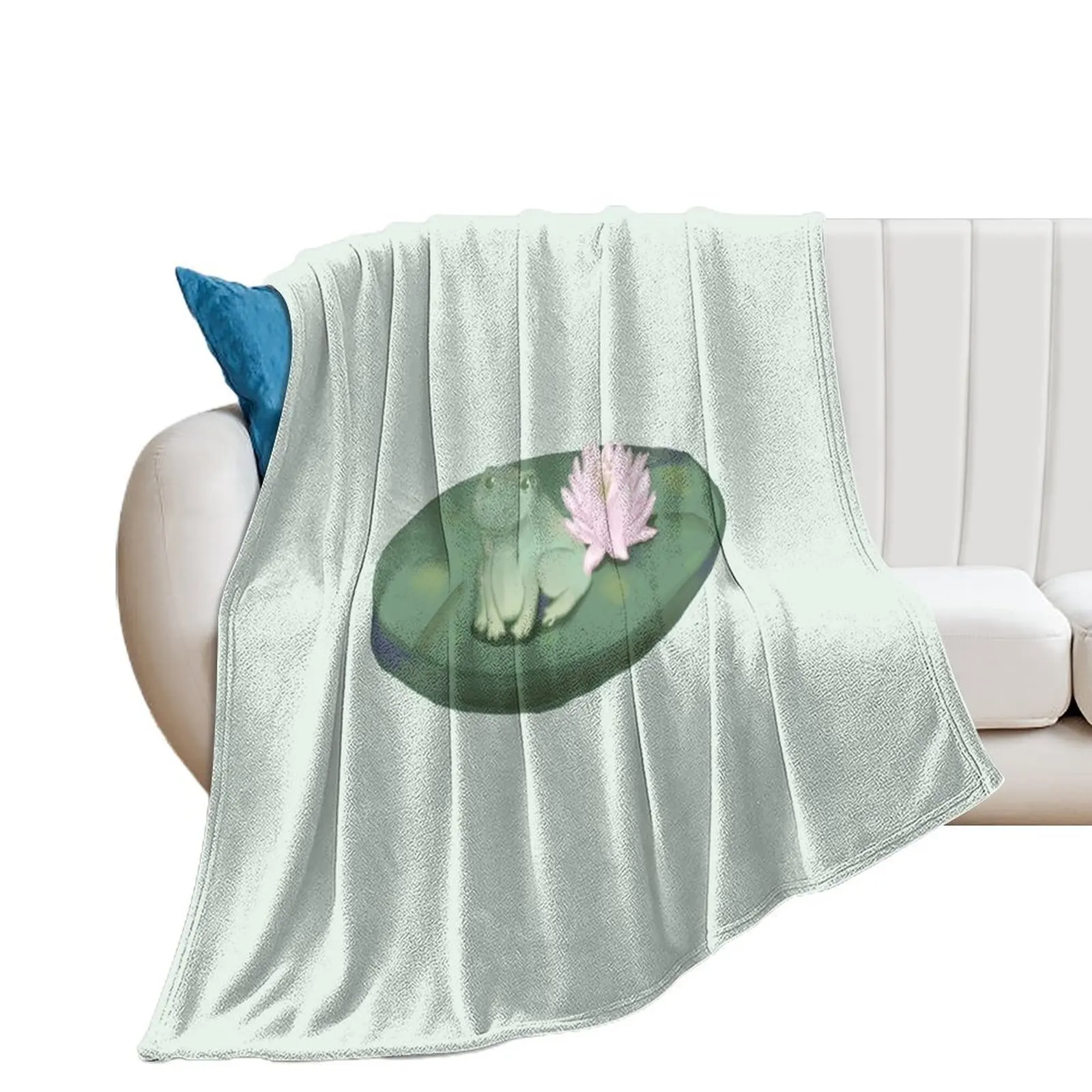 

Copy of Cute Frog with Water Lily Throw Blanket Thins blankets ands Summer Beddings Blankets