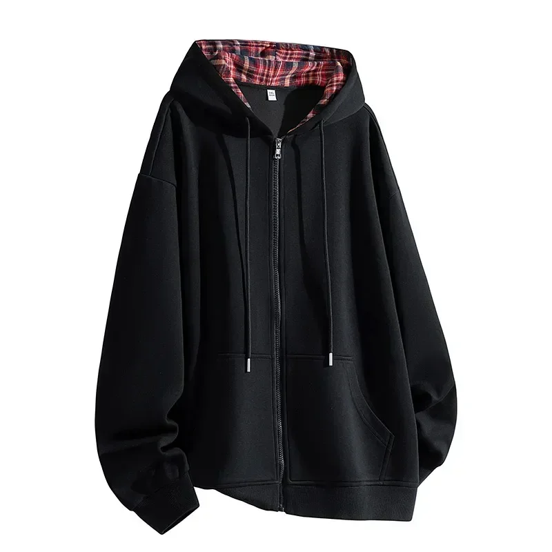 Trendy Men Hoodie Spring Autumn Casual Open Front Hooded Sweatshirt Unisex Practical Urban Streetwear Jacket Coat Sportswear