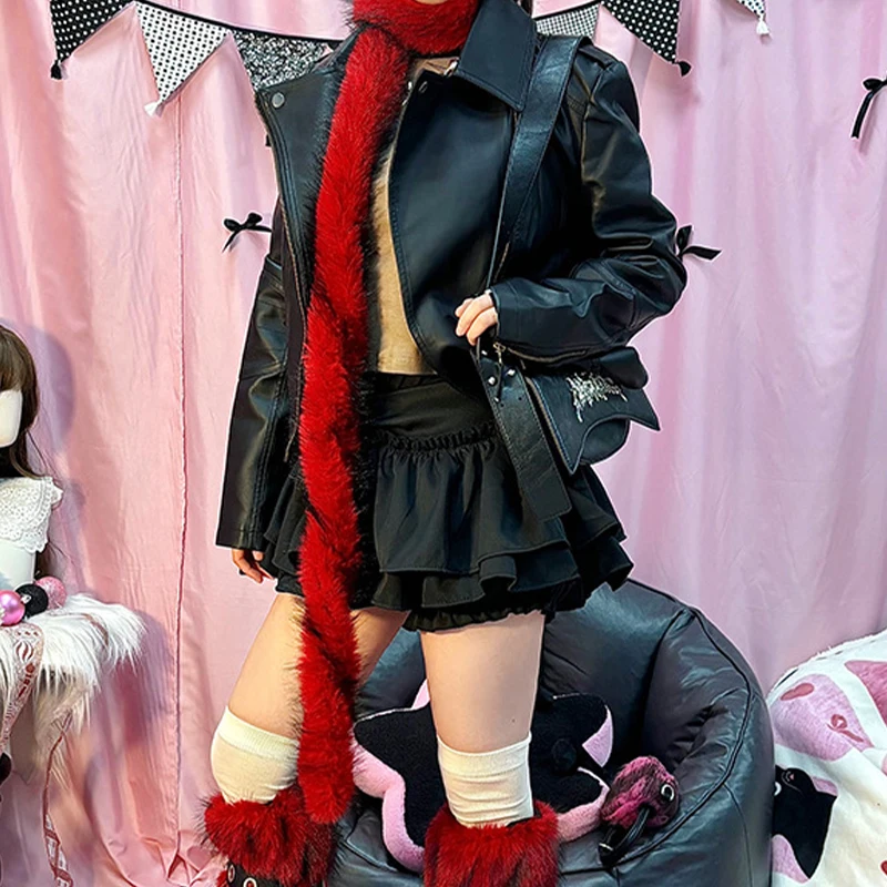 Plush Long Belt Y2k Simulated Fox Hair Winter Warm Scarf Spicy Girl Hip Hop Waist Chain Punk Style Cosplay Wild Look Decoration
