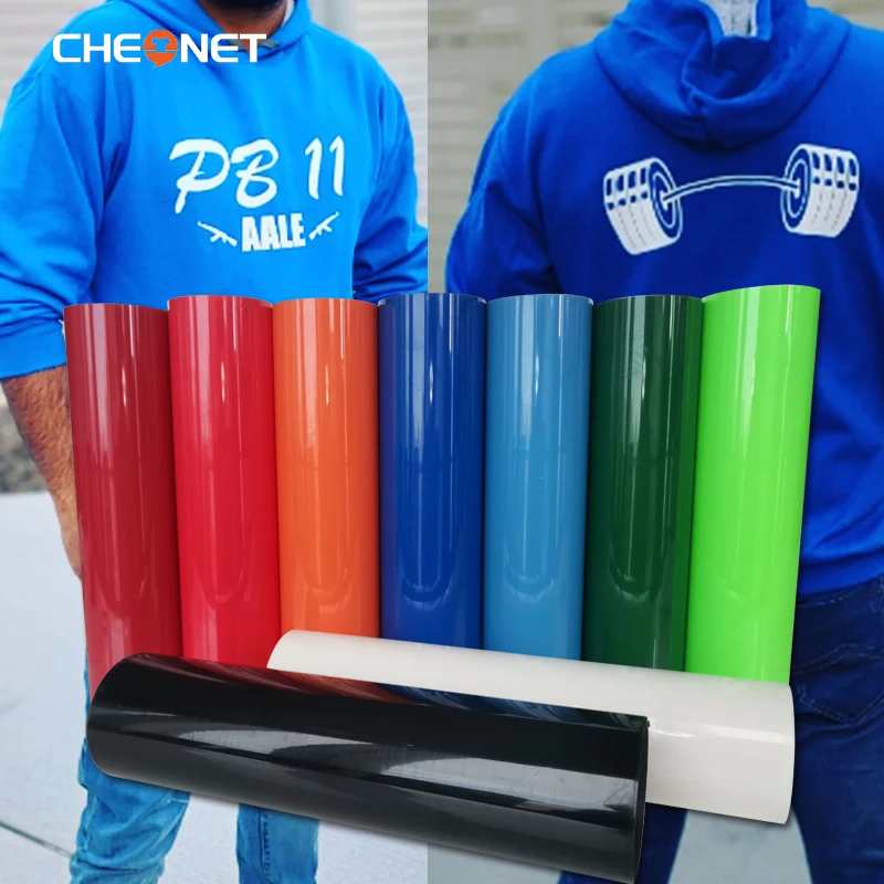 CHEONET HTV ---12"x40"/30.5cmx100cm ECO PU Heat Transfer Vinyl With Sticky Back T-shirt Iron On HTV Film Pattern Press DIY Craft