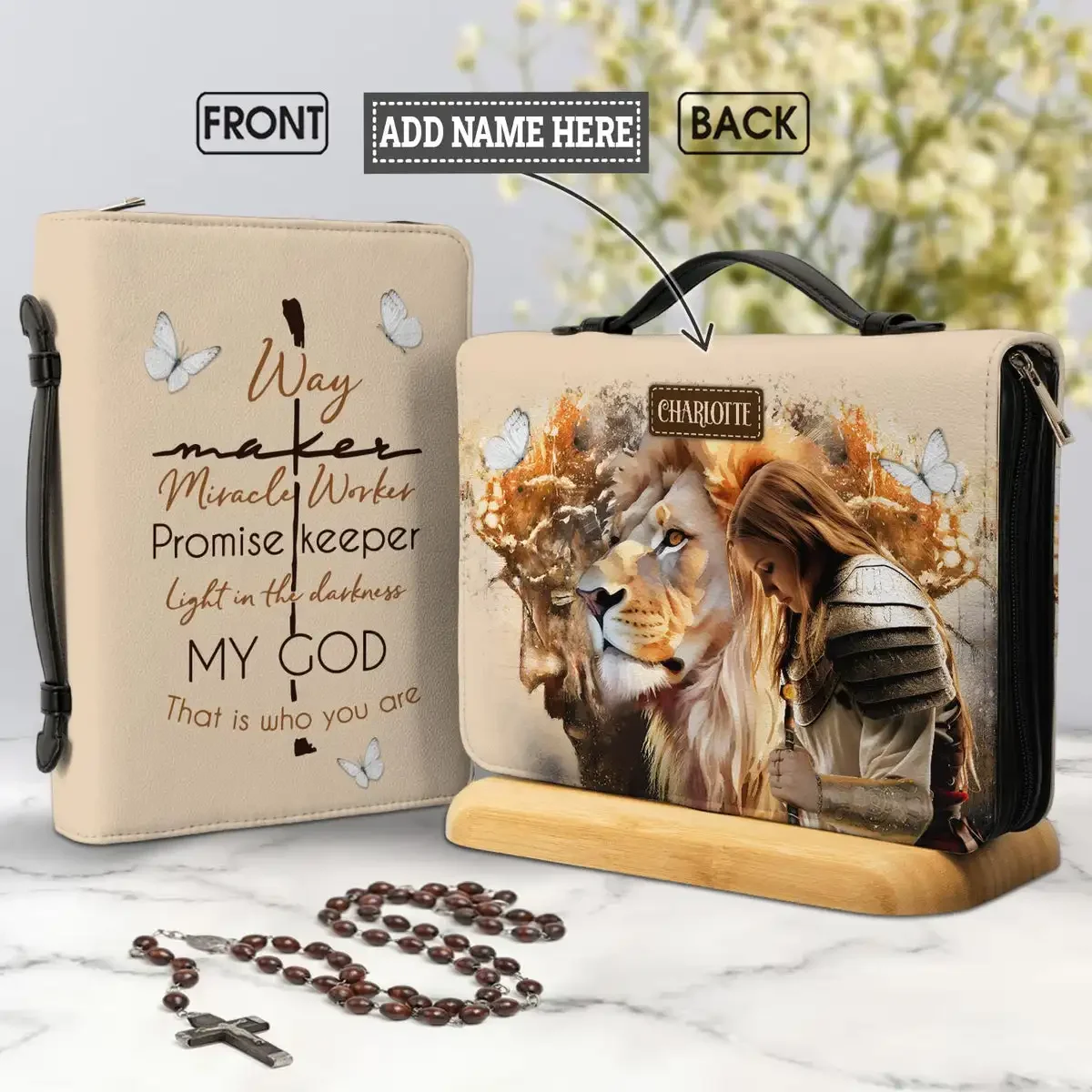 

New Style Personality Bible Cover Case for Women Lion Bible Hymn Print Leather Christian Bags Female Holy Storage Study Boxes