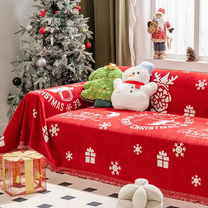 2025 Christmas Decoration Sofa Towel Home Living Room Decoration All Inclusive Sofa Cushion New Year Red Festive Cover Cloth