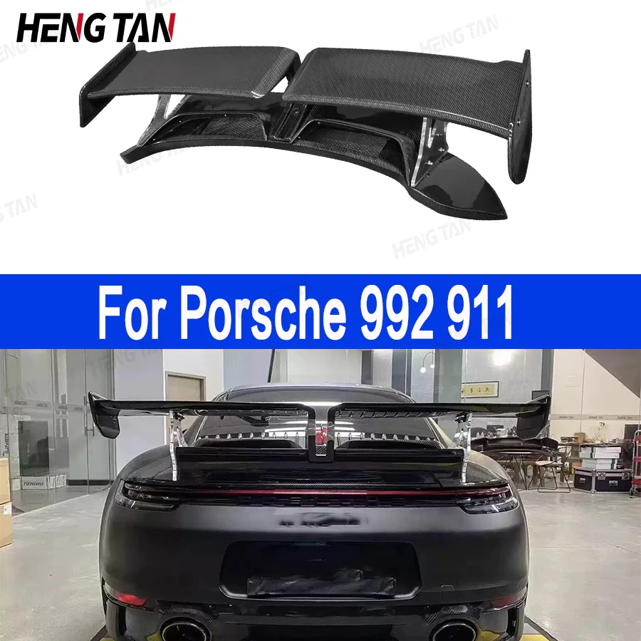 

For Porsche 911 992 Carrera T Style Carbon Fiber Tail fins Rear Trunk Spoiler Guide Wing Rear Wing Car Trunk Diverter Body Kit