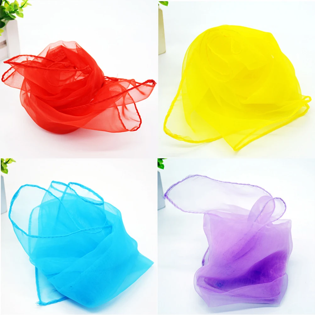 

12pcs Small Silk Scarf for Dance Performance Baby Girls Toddler Juggling Tricks Square Mini Lightweight Foldable for Travel