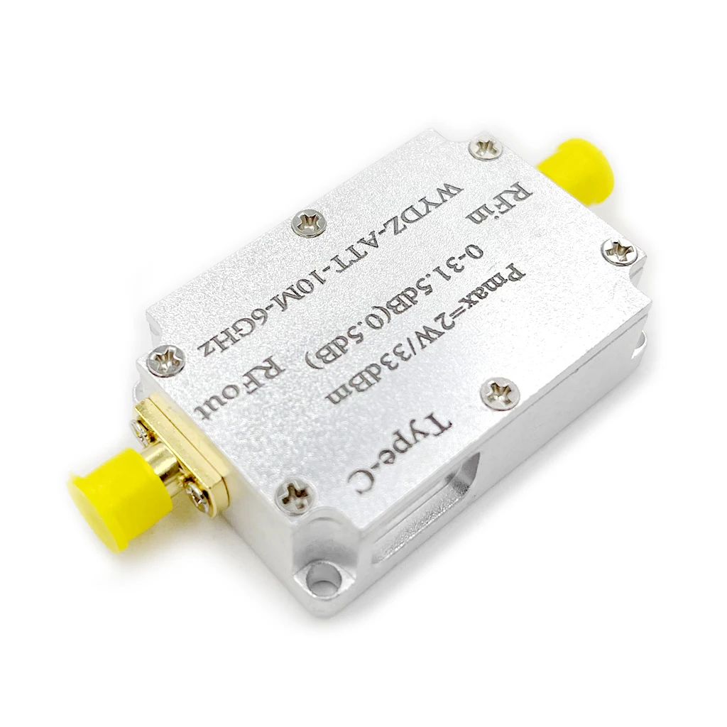 ATT 10M-6GHZ 2W Digital Step Silencer 0.5DB 0-31.5 CNC Range for HAM Radio Receiver When Frequency TYP-C Power