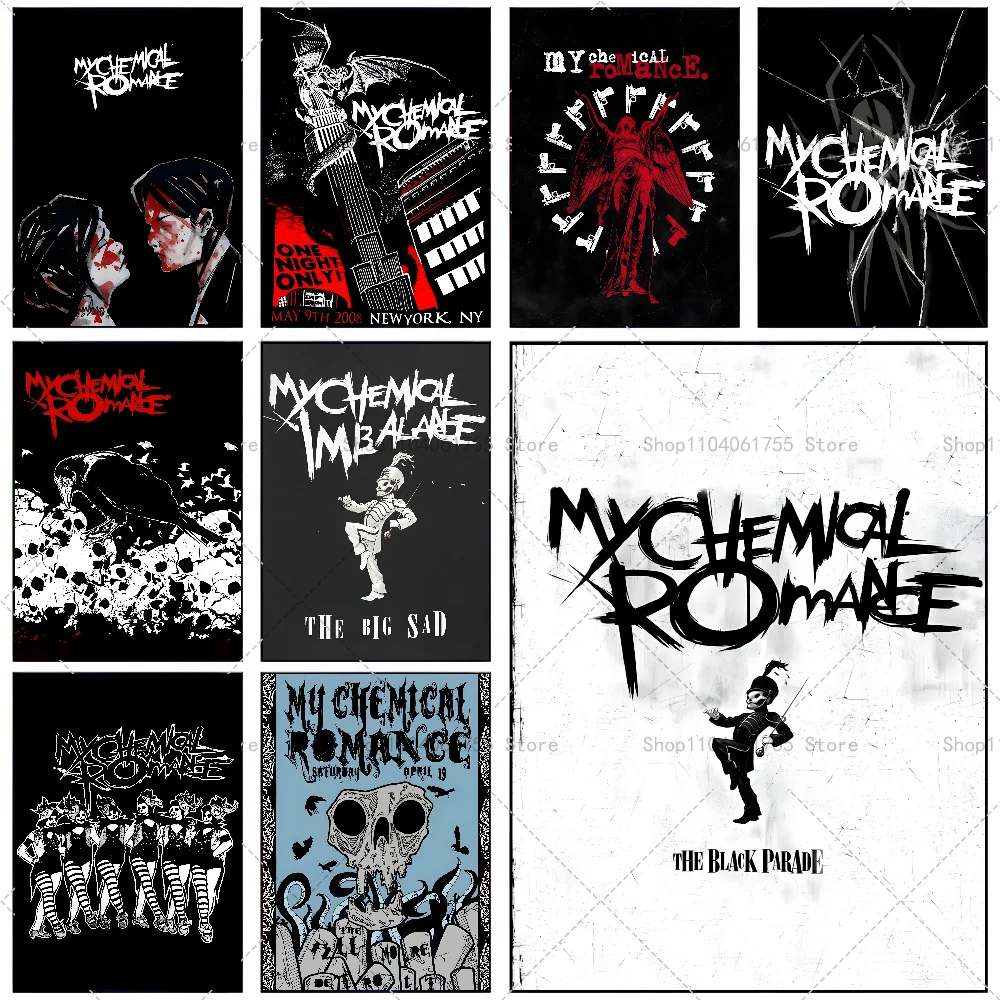 1PC My Chemical Romance Band Poster Self-adhesive Art Waterproof Paper Sticker Coffee House Bar Room Wall Decor