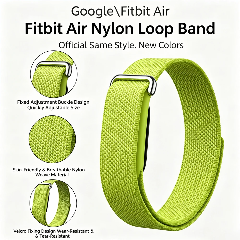 Geflochtenes Nylon-Schlaufenarmband für Google Fitbit Air, atmungsaktives, bequemes Armband für Google Fitbit Air Sport-Armband-Zubehör – Detail 2
