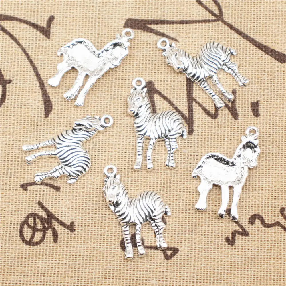 10pcs 19x30mm Zebra Charms Pendants For Jewelry Cute Design Jewelri Antique Silver Color