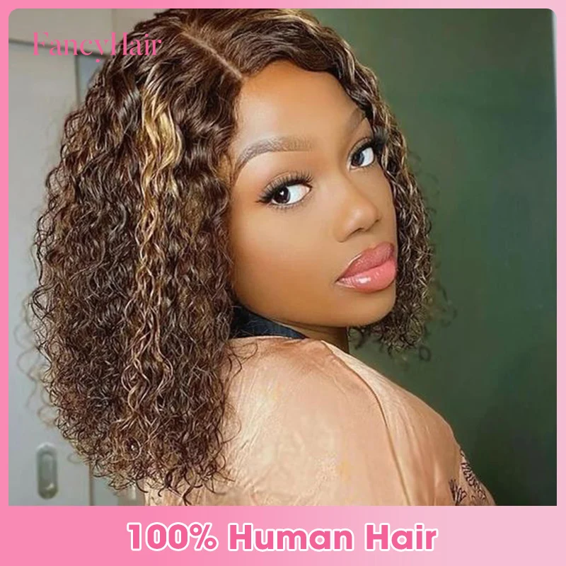 

P4/27 Brazilian Remy Human Hair Short Bob Ombre Human Hair Wigs Deep Wave Short Bob Wig 13X4 Lace Front Wigs For Women 10-16inch