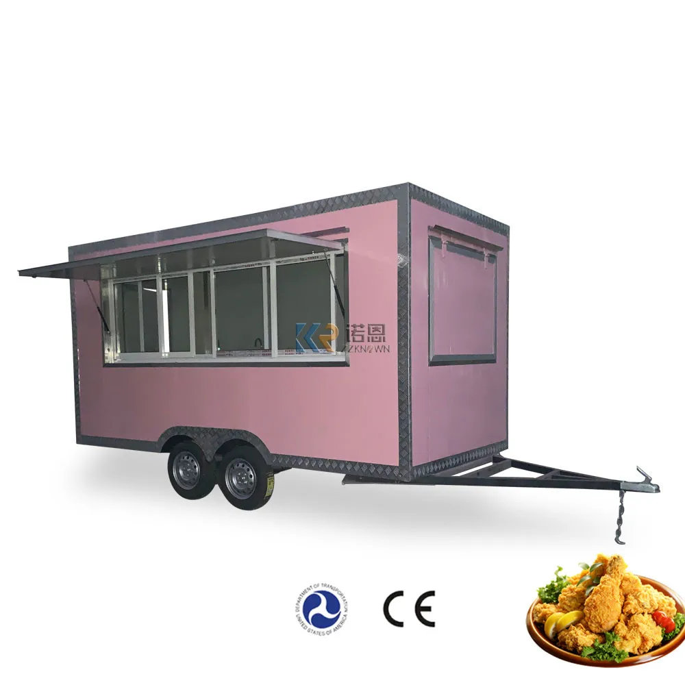 2023  Food Mobile Cart Crepe Trailer Fast Vending Pink Trolly Food Trailer with Full Kitchen Equipments