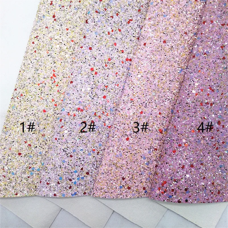 Mixed Colors Chunky Glitter Leather Sheets Knitted Backing Glitter Faux leather For Bows Earrings DIY 21X29CM W608