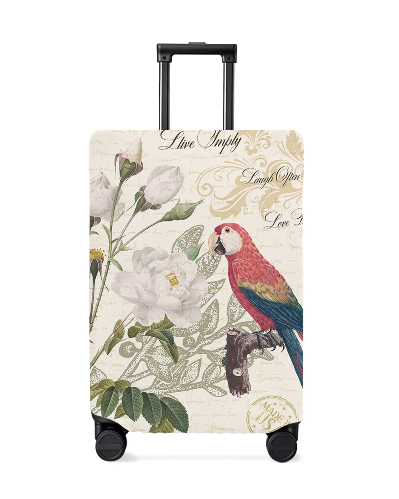 Parrot Bird Rose Flower Retro Travel Luggage Protective Cover for Travel Accessories Suitcase Elastic Dust Case Protect Sleeve