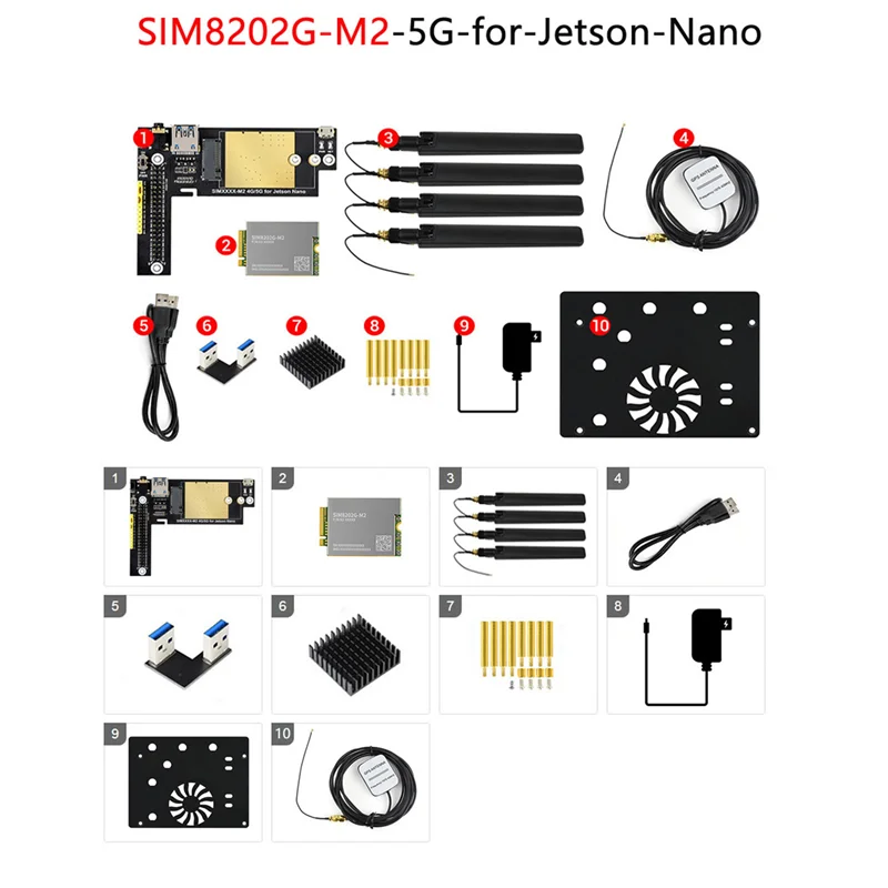 

Модуль SIM8202G M2 5G для Jetson Nano 5G/4G/3G, плата расширения для регионов с 5G Sub-6G, охват сигнала, вилка стандарта США, прочный