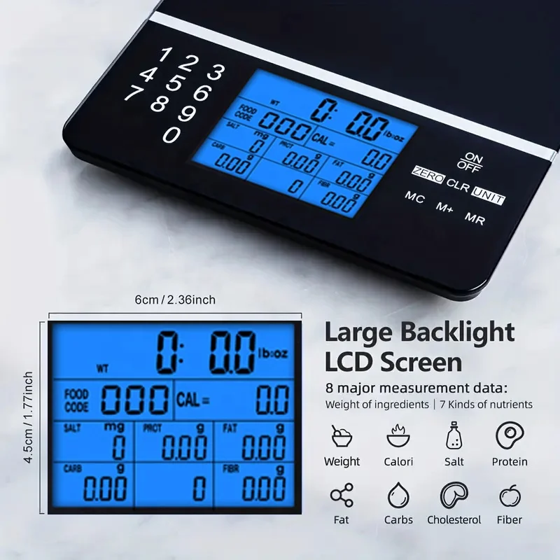 Hot Sale Canny Calculate Protein Cholesterol Calories Electronic Kitchen Nutrition Food Scale With Nutritional Calculator 5kg