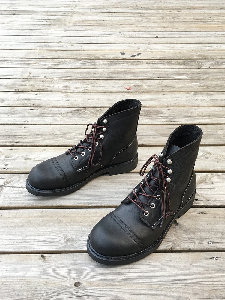 Leatherwork Boots - Botas de Trabalho Masculinas Pretas Estilo