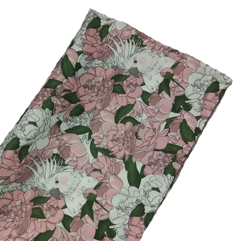 

Красивая белая птица с розовыми цветущими цветами, 100% хлопчатобумажная ткань с принтом в виде животных в стиле пэчворк