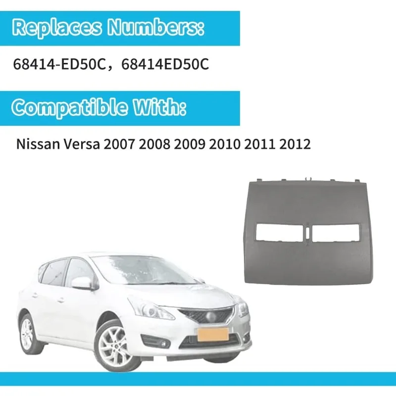 إطار فتحة تهوية مركزية أمامية علوية سوداء 68414-ED50C - متوافق مع محرك اليد اليسرى Nissan Versa 2007-2012