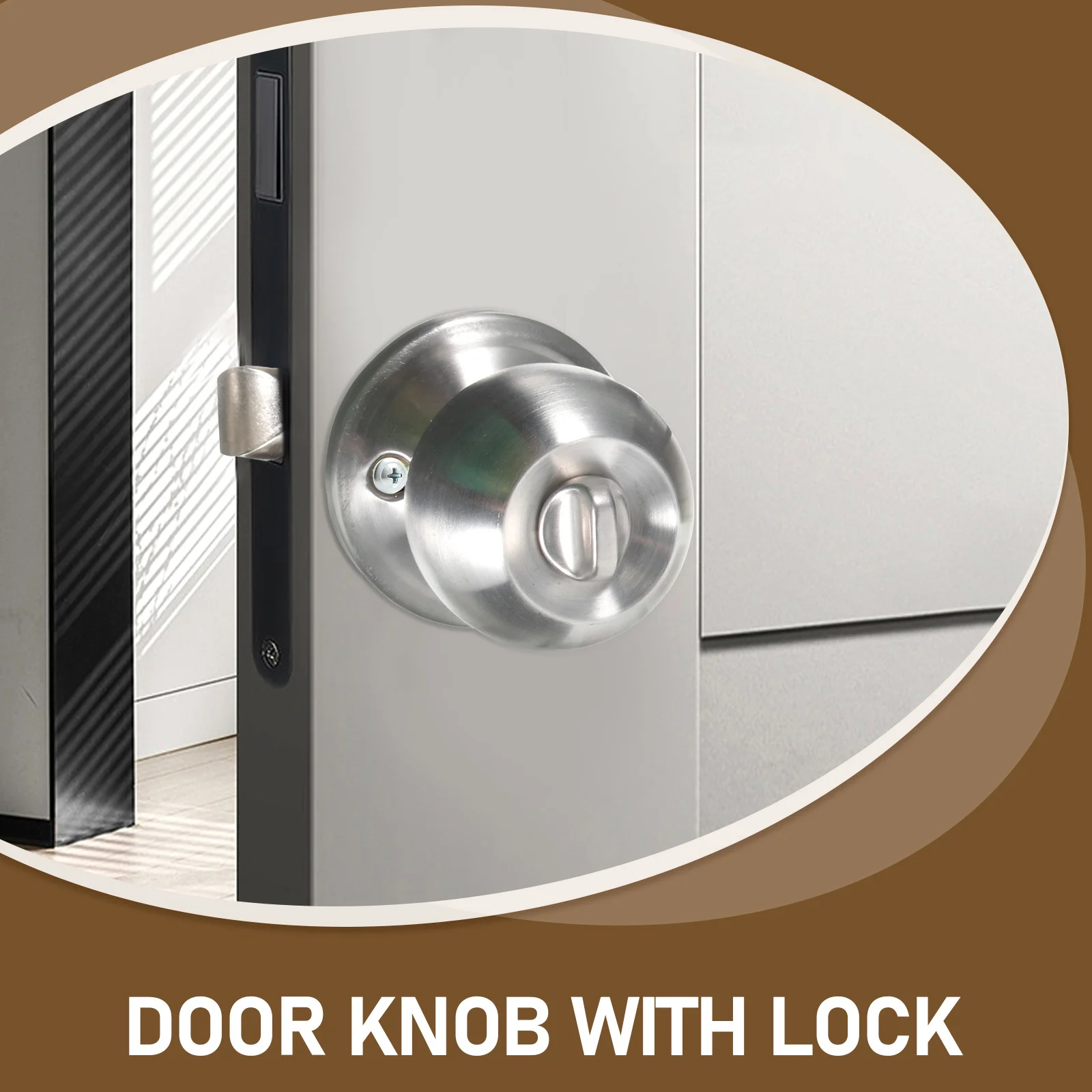 

Door Lock Set Zinc Alloy Keyed Entry Knob Bathroom Bedroom Door Lock Interior Thumb Turn Anti-Rust Durable Easy Install