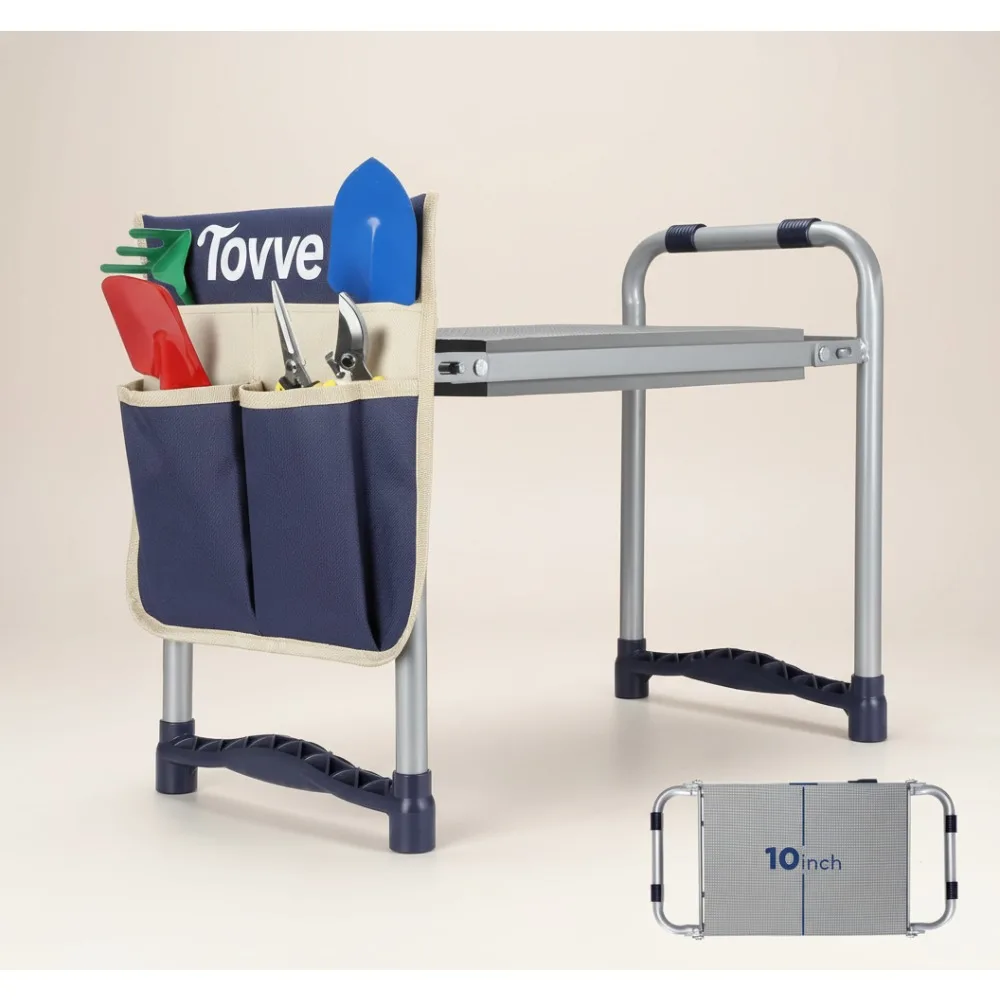 

Foldable Garden Kneeler Seat with Thick Pad, Tool Bag, Heavy-Duty Stool for Women Seniors Gardening Gifts