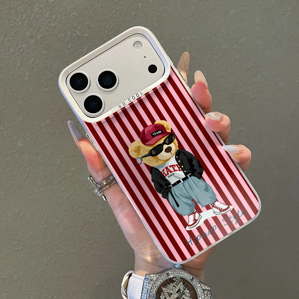 Für iPhone 17 15 16 14 Pro Max Hülle Plus Gestreiftes Cooles Bärenmuster Cover Für iPhone 13 11 12 ProMax XS XR XS 7 8 Plus 16E Hüllen – Detail 2