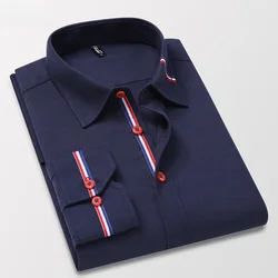 New Men's Shirt Korean Oxford Spinning Solid Color Long sleeved Casual Professional Men's Shirt