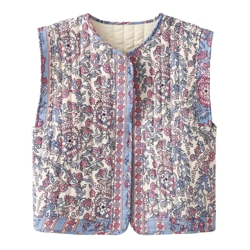 European and American Style New Women's Printed Cotton Vest for Spring and Autumn Comfortable Outerwear Vest Suitable for Women