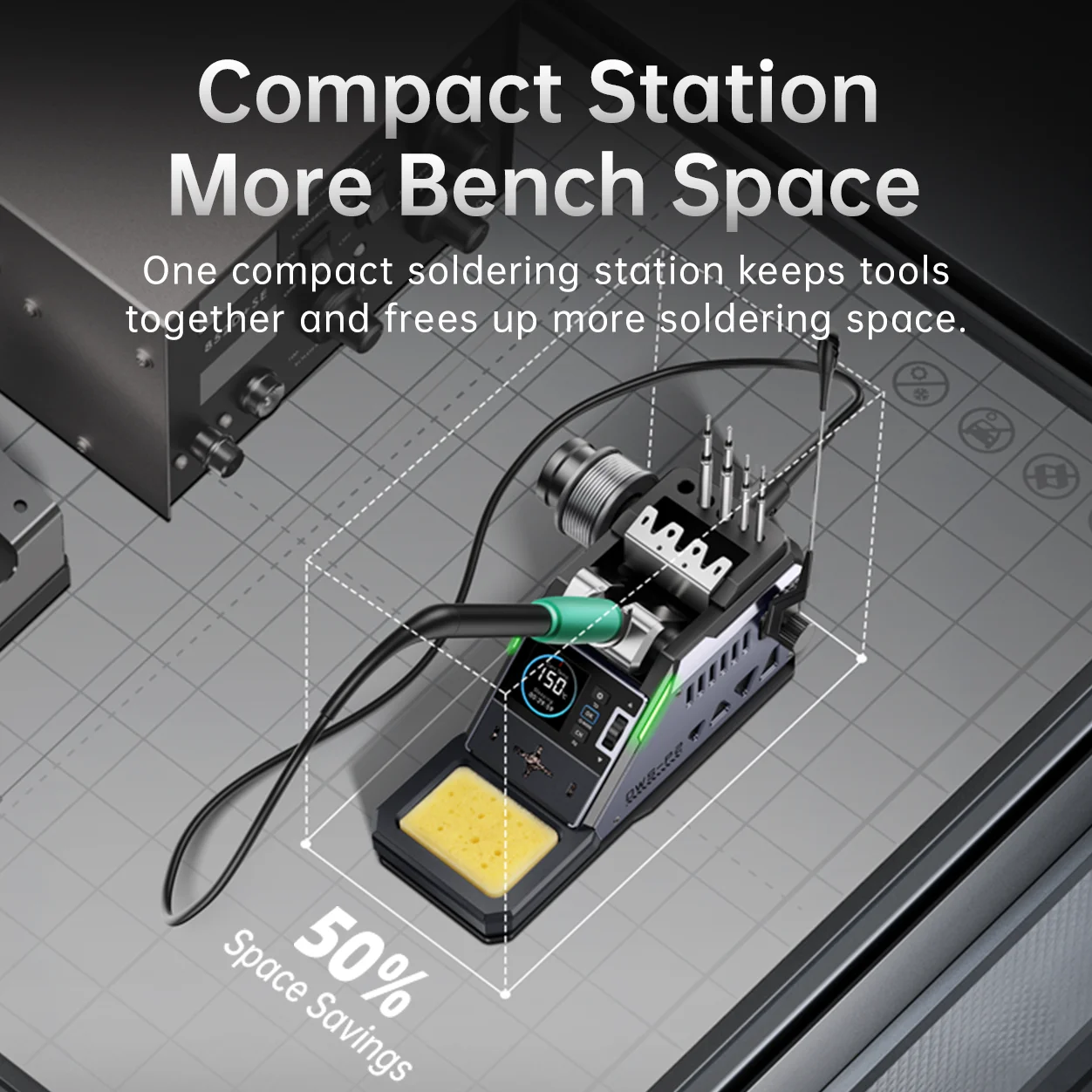 FNIRSI DWS-P2 Mini Soldering Station 100W Portable Cordless Welding Iron Digital Adjustable Temp for Phone PCB SMD Repair view 3