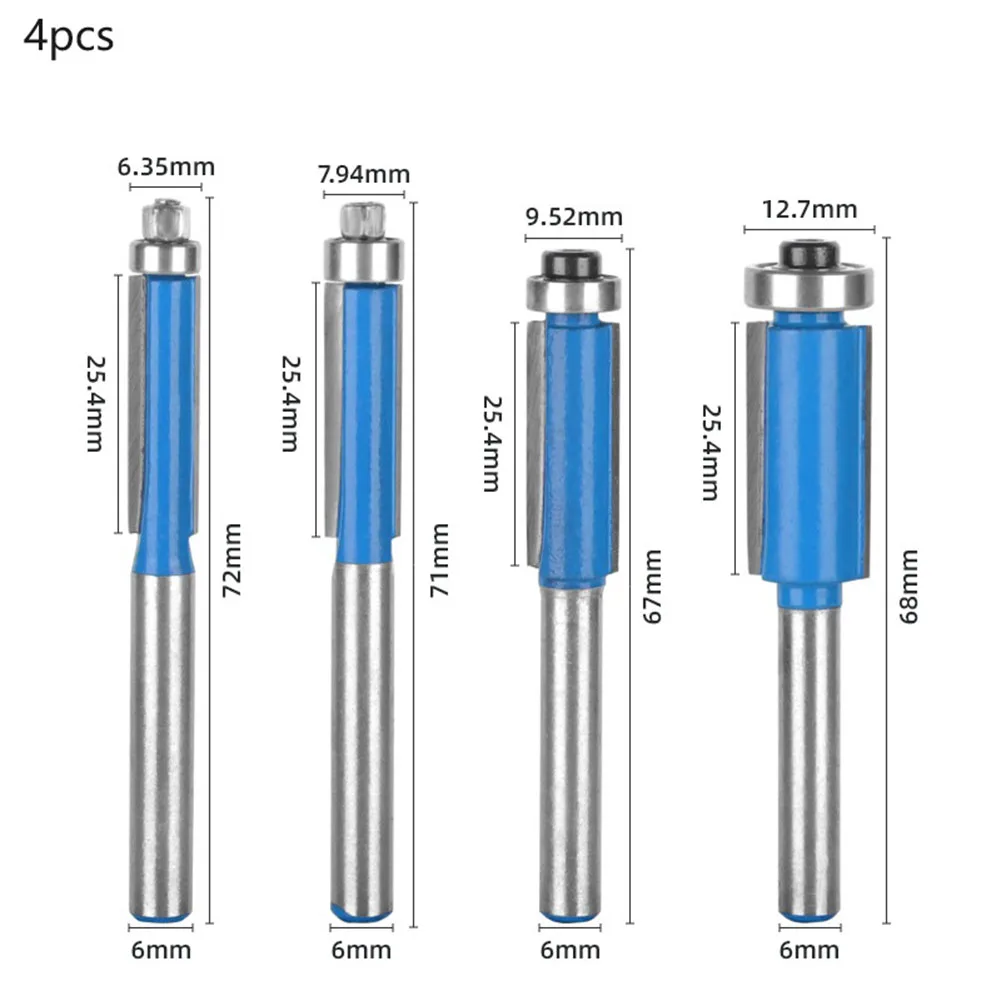 Woodworking Router Bit For Cutting Machine 6mm Shank Corrode Resistance Good Wear Resistance Milling Cutter Flush Trim