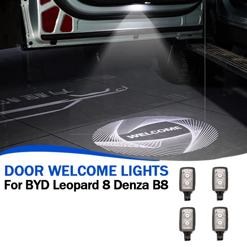 

LED Door Welcome Lights For BYD Leopard 8 Denza B8 2024+ HD Door Opening Projection Floor Light Ambient Lighting Car Accessories