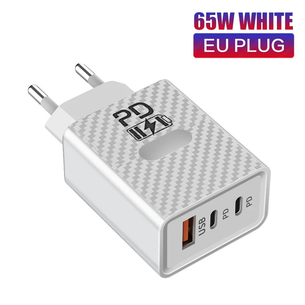 

65W 3 Ports GaN USB C Charger Fast Charging Phone Charger For iPhone 15 Samsung Xiaomi Quick Charge Wall Charger Power Adapter