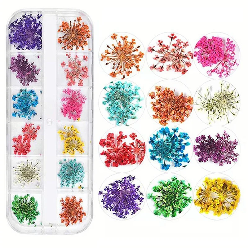 Flower Nail Art Decoration Real Mini Dried Blossom Natural Floral Stickers Nail Charms DIY Manicure Nails Accessories Home Salon