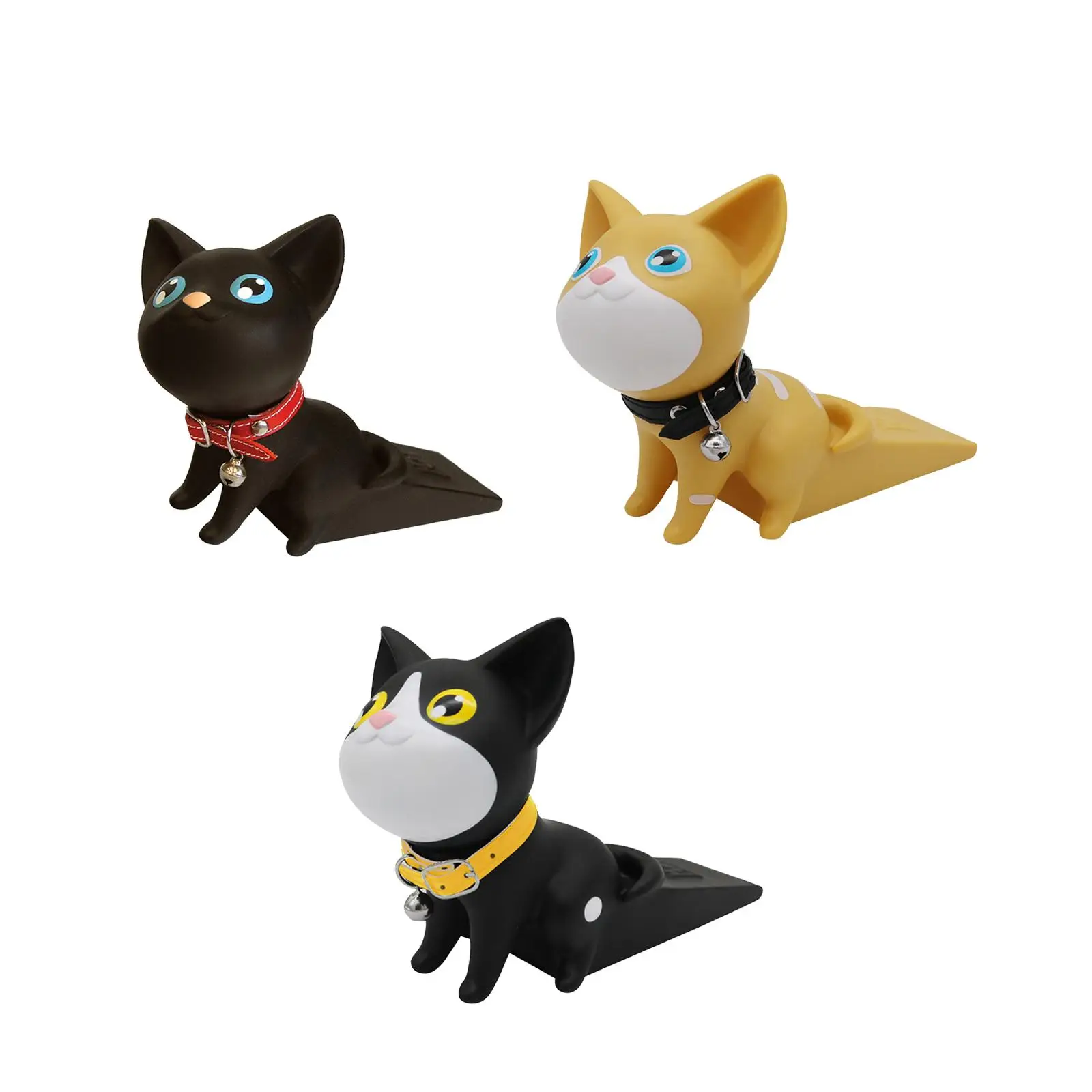 Door Stopper Non Slip Cartoon Cat Shape Door Stop Interior Door Holder Keep the Open for  RV Bathroom Home Office Bottom of Door