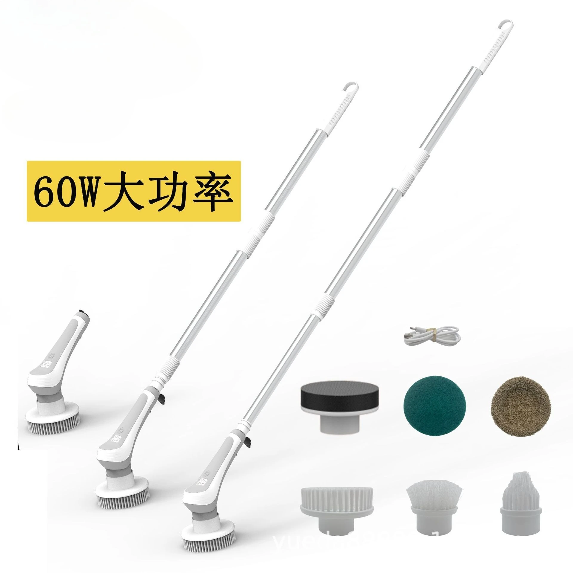 

Водонепроницаемая электрическая щетка для чистки с несколькими сменными пластиковыми насадками, аккумулятор, цифровой дисплей