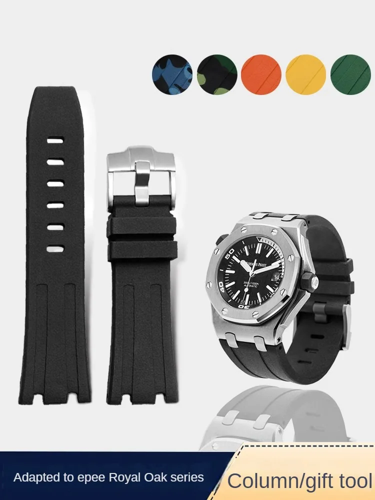 Silicone Watch Strap Adapts To Audemars Piguet Royal Oak Offshore Series 15703 Notch Rubber Bracelet 28mm Men