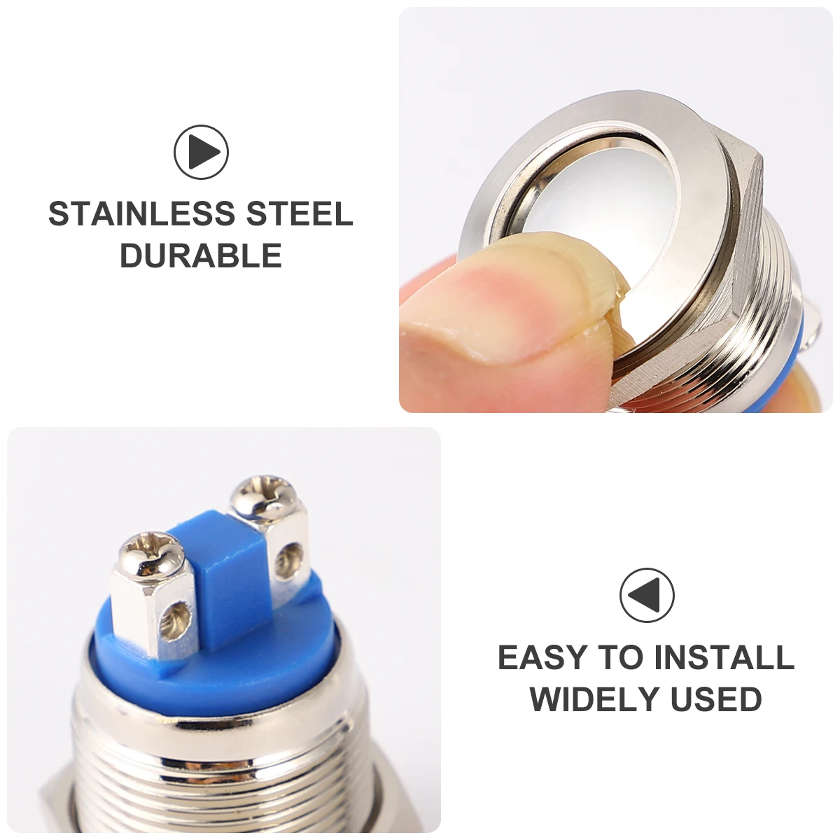

2pcs Metal Switch Button Round Head 19mm Stainless Steel Doorbell Pushbutton Control Electrical Equipment