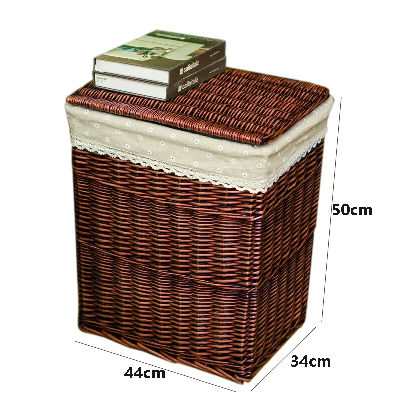 

Willow Rattan Laundry Basket With Lid Dirty Laundry Storage Clothes Toy Storage Box Large