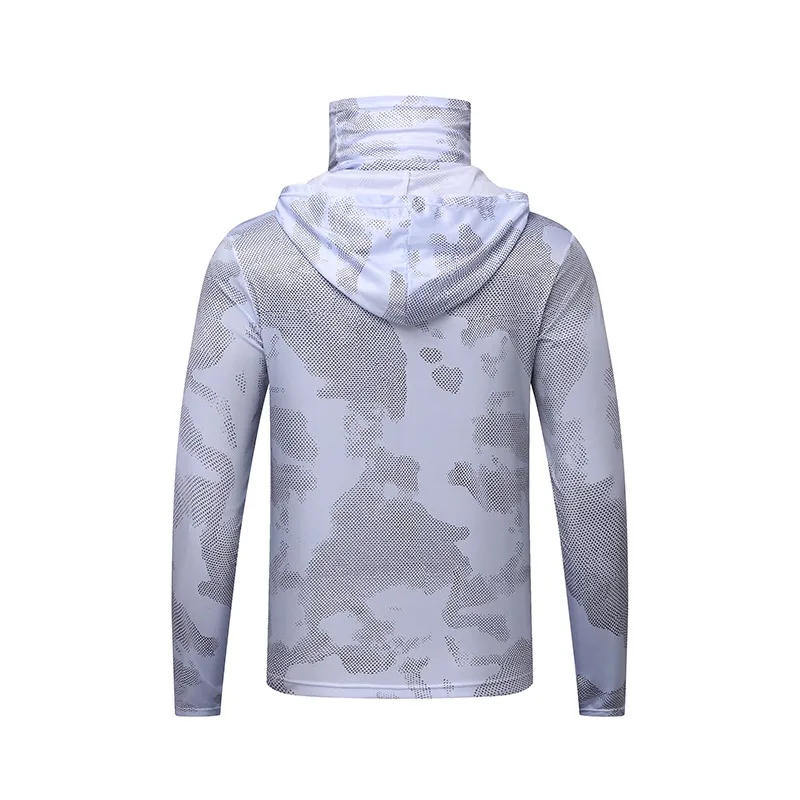 Men's summer loose ice silk plus size sports sunscreen suit, outdoor quick drying lightweight hooded casual cycling suit