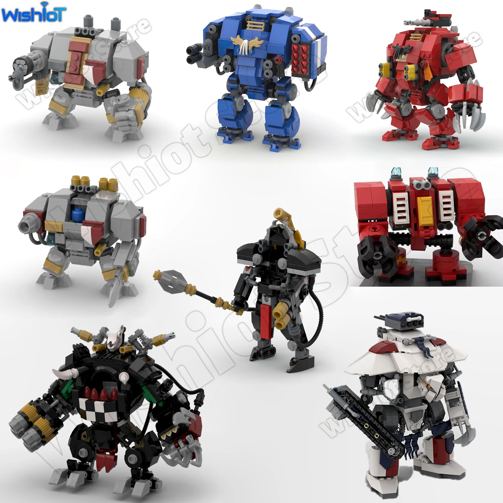 

MOC Battle Knight Mech, строительные блоки, робот, бронированная, безстрашная модель воина, межзвездное пространство, синий лучник, игрушка для детей и взрослых, подарок
