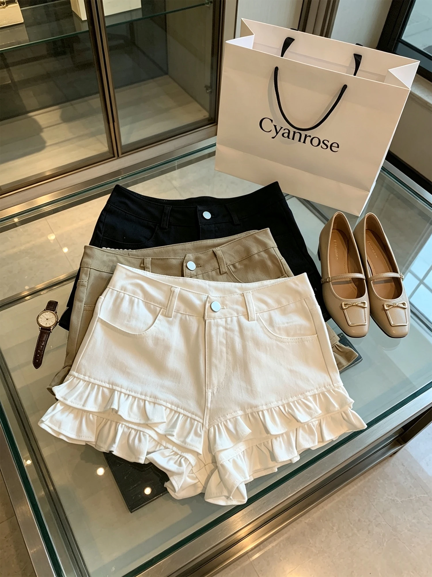 Women's White Denim Shorts Y2k Gyaru Vintage Slim Micro Boot Jean Shorts High Waist Wide Leg Cowboy Hot Pants for Women Summer